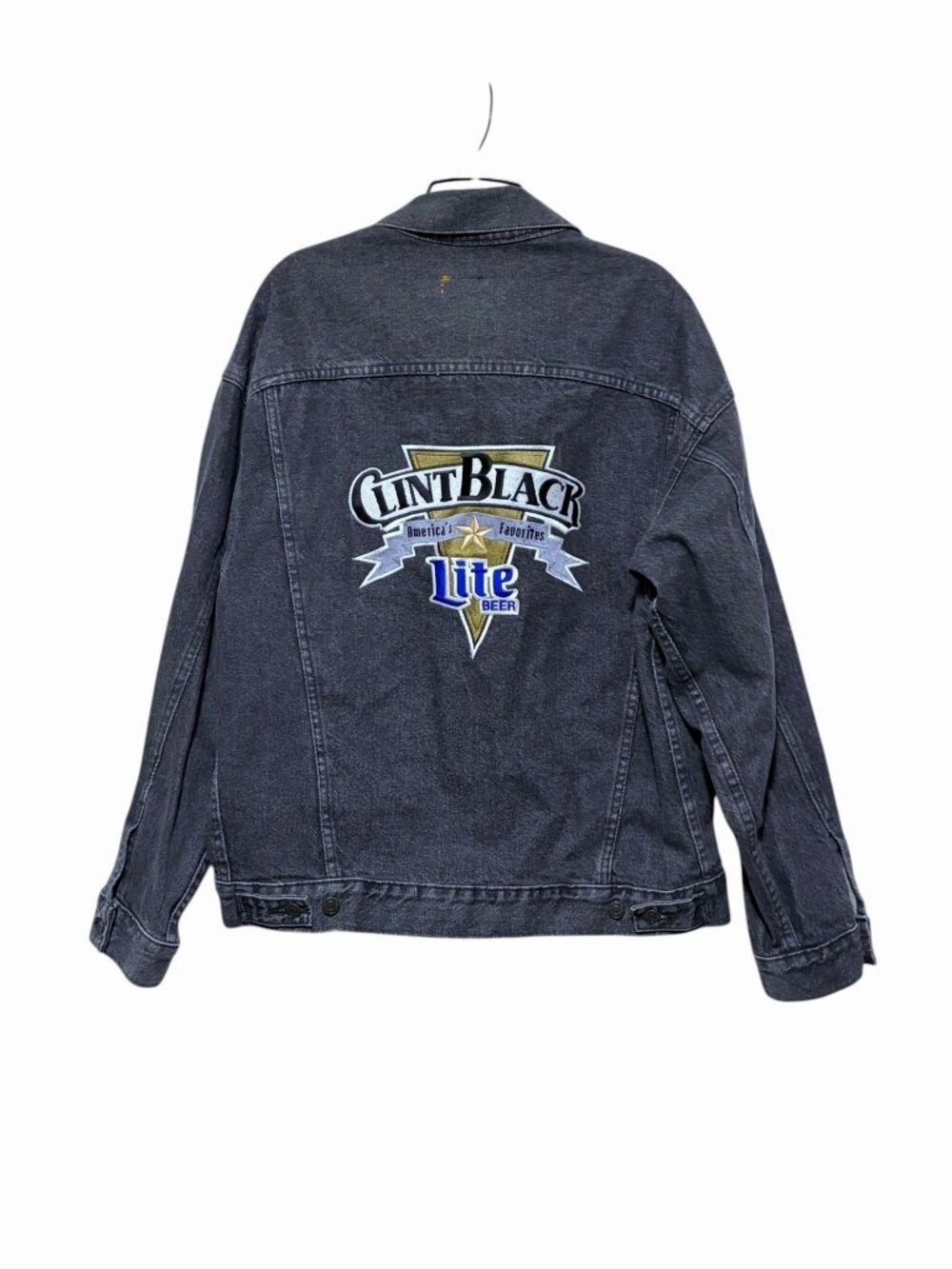 VTG Miller Light Clint Black Embroidered Trucker Jacket M Beer Country Cotton